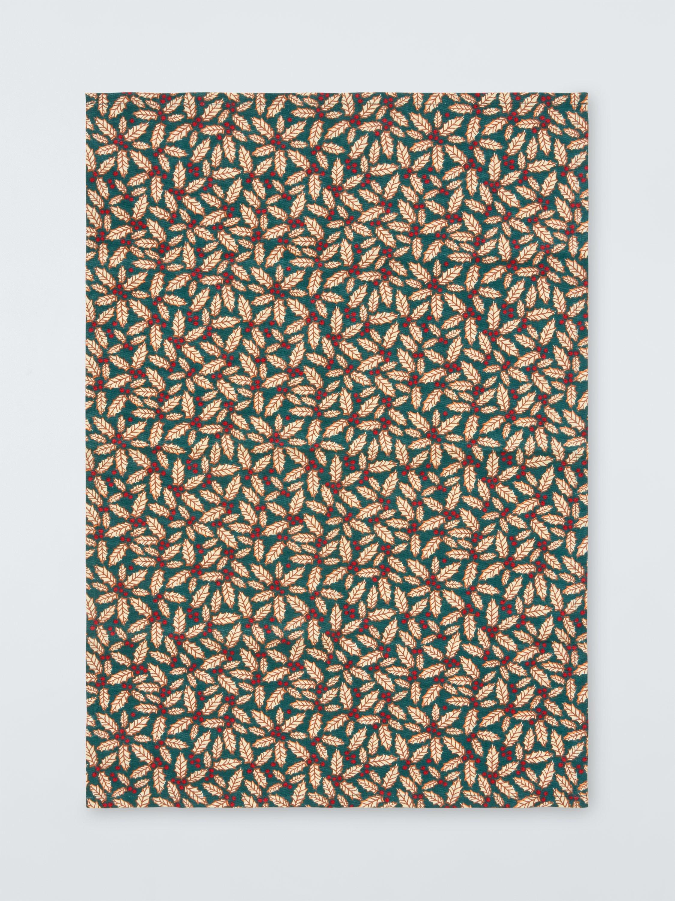 John Lewis Dark Holly Cotton Tea Towel, Multi