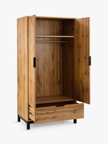 Julian Bowen Bali Double Wardrobe with 1 Drawer, Oak - view 2, Oak