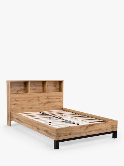 Julian Bowen Bali Bookcase Bed Frame, Single, Oak, Oak