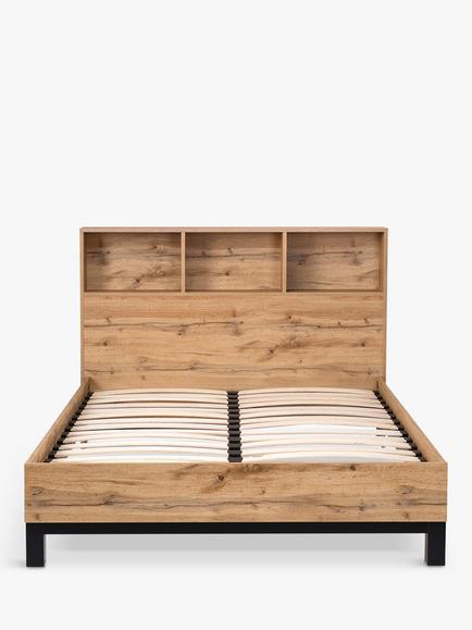 Julian Bowen Bali Bookcase Bed Frame, Single, Oak - view 2, Oak