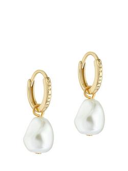 Ted Baker Periaa Pearl Huggie Earrings, Gold/Pearl, Gold/Pearl