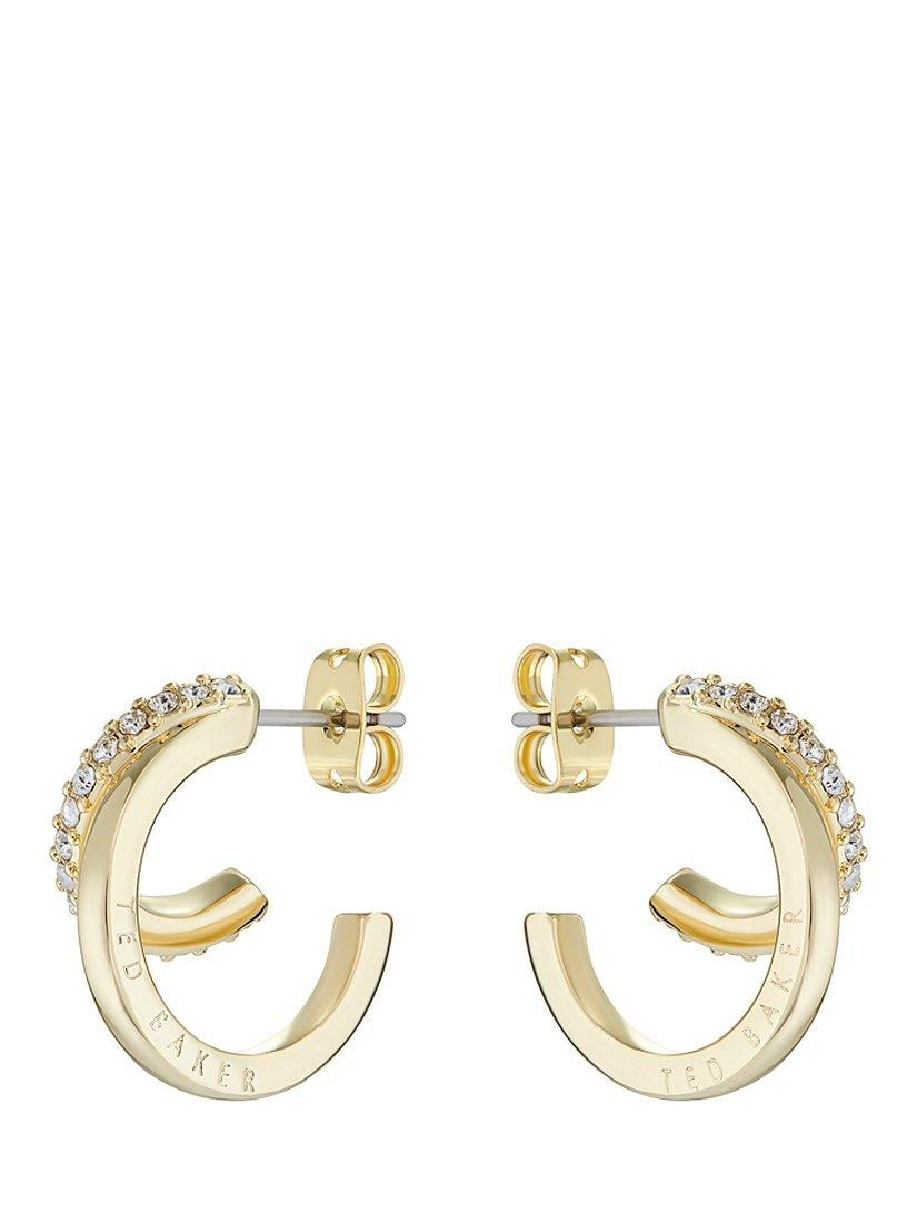Product image 3 of 3, which shows Ted Baker Helias Crystal Double Hoop Earrings, Gold