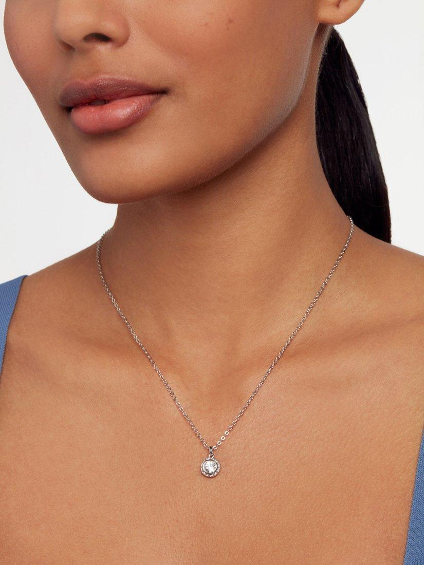 Product image 2 of 3, which shows Ted Baker Soltell Solitaire Sparkle Crystal Pendant Necklace, Clear/Silver