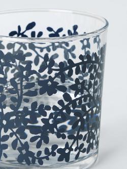 John Lewis Mila Floral Print Glass Tumbler, 380ml - view 2, Bright Blue