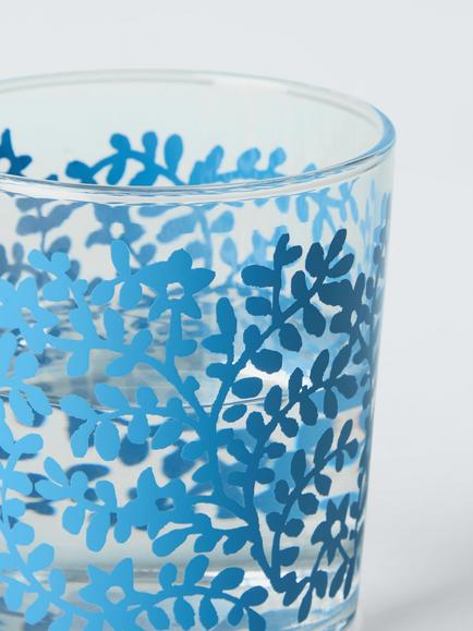 John Lewis Mila Floral Print Glass Tumbler, 380ml - view 2, Light Blue