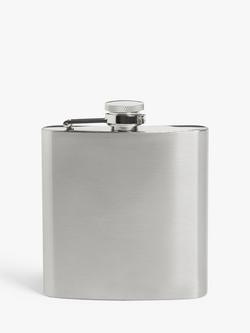 John Lewis Stainless Steel Hip Flask & Funnel, Silver