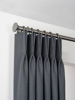 John Lewis Select Classic Curtain Pole with Rings and Disc Finial, Wall Fix, Dia.25mm, Polished Clear