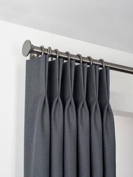 John Lewis Select Classic Curtain Pole with Rings and Disc Finial, Wall Fix, Dia.25mm, Polished Clear