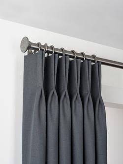 John Lewis Select Classic Curtain Pole with Rings and Hammered Disc Finial, Wall Fix, Dia.25mm, Polished Clear