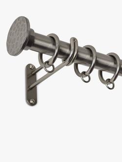 John Lewis Select Classic Curtain Pole with Rings and Hammered Disc Finial, Wall Fix, Dia.25mm - view 2, Polished Clear