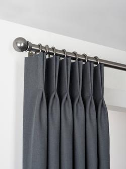 John Lewis Select Classic Curtain Pole with Rings and Ball Finial, Wall Fix, Dia.25mm, Polished Clear
