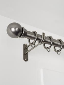 John Lewis Select Classic Curtain Pole with Rings and Ball Finial, Wall Fix, Dia.25mm - view 2, Polished Clear