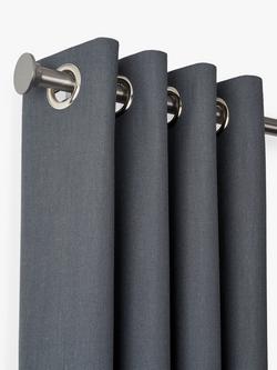 John Lewis Select Classic Eyelet Curtain Pole with Disc Finial, Wall Fix, Dia.25mm, Polished Clear