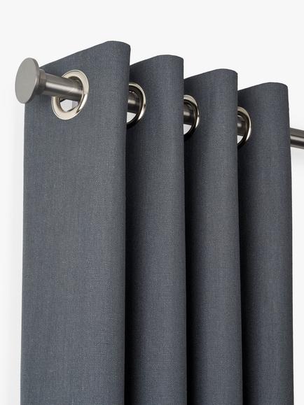 John Lewis Select Classic Eyelet Curtain Pole with Disc Finial, Wall Fix, Dia.25mm, Polished Clear