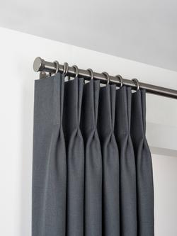 John Lewis Select Classic Curtain Pole with Rings and Stud Finial, Wall Fix, Dia.25mm, Polished Clear