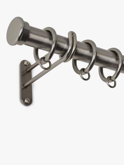 John Lewis Select Classic Curtain Pole with Rings and Stud Finial, Wall Fix, Dia.25mm - view 2, Polished Clear