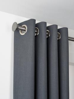 John Lewis Select Classic Eyelet Curtain Pole with Hammered Disc Finial, Wall Fix, Dia.25mm, Polished Clear