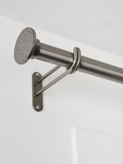 John Lewis Select Classic Eyelet Curtain Pole with Hammered Disc Finial, Wall Fix, Dia.25mm - view 2, Polished Clear