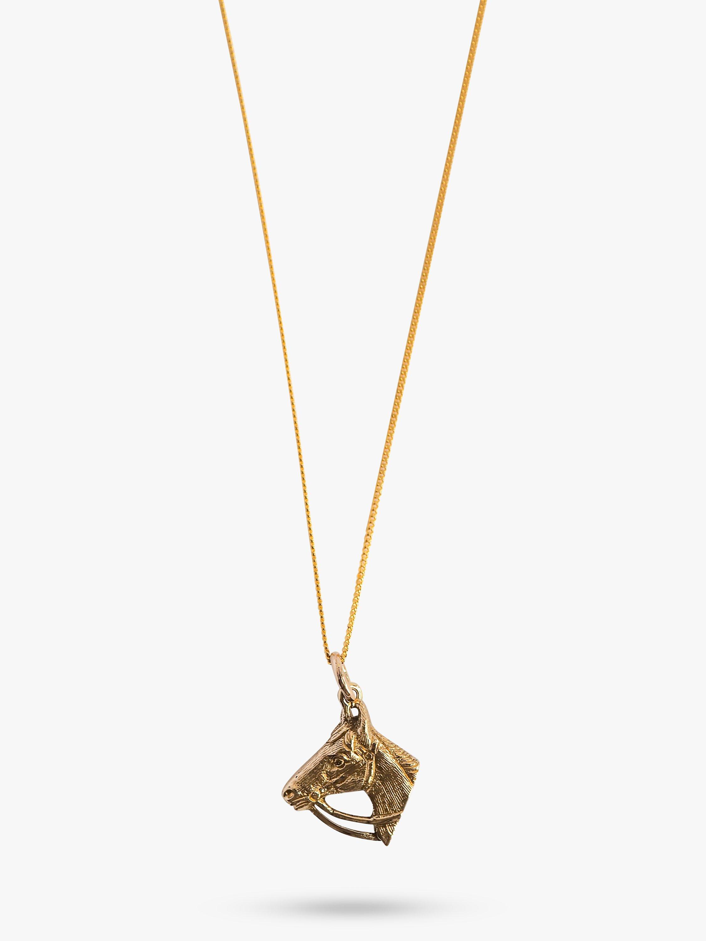 L & T Heirlooms Pre-Loved 9ct Yellow Gold Horse Pendant Necklace, Dated Circa 1951
