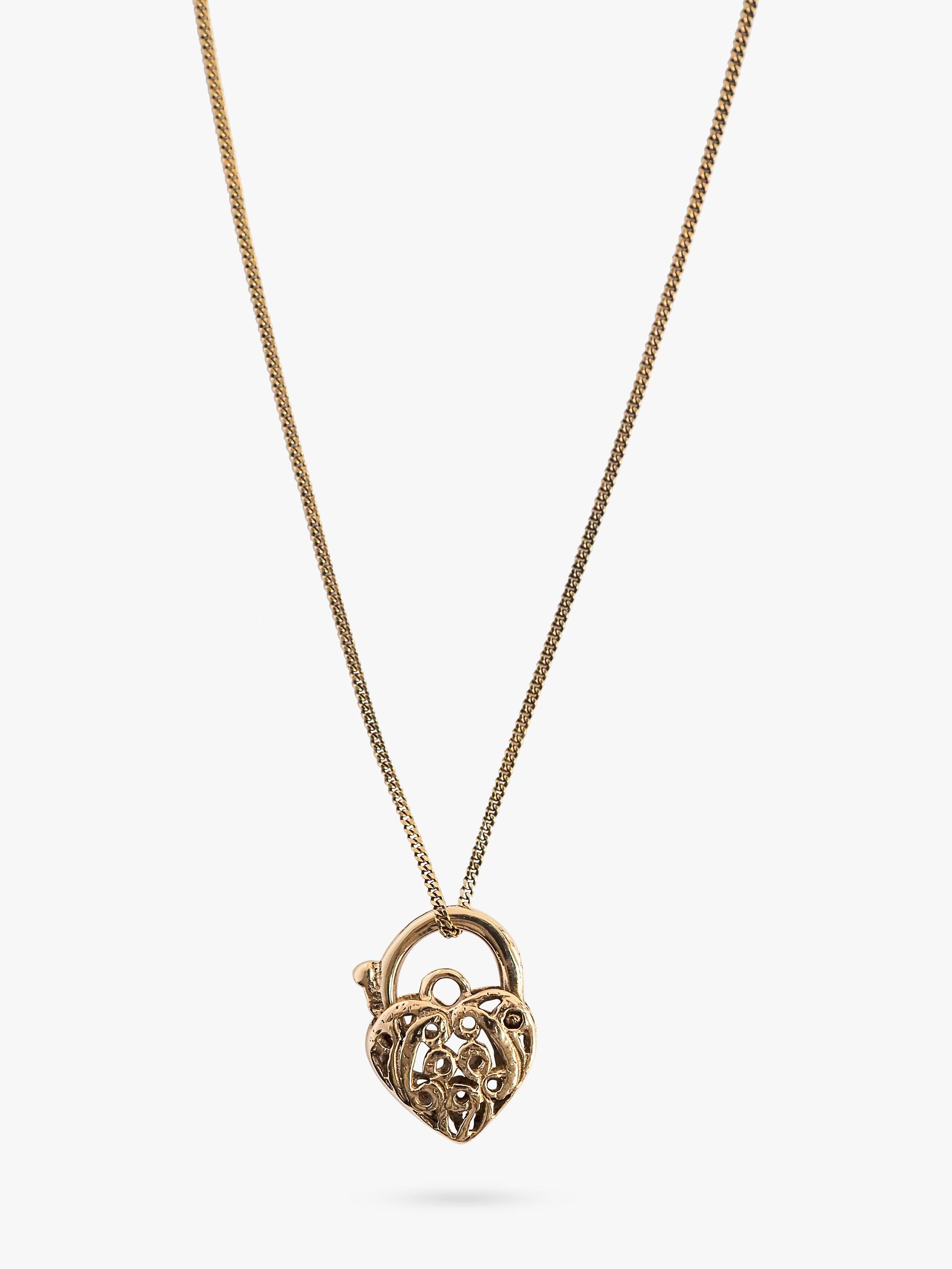 L & T Heirlooms Pre-Loved 9ct Yellow Gold Patterned Heart Pendant Necklace
