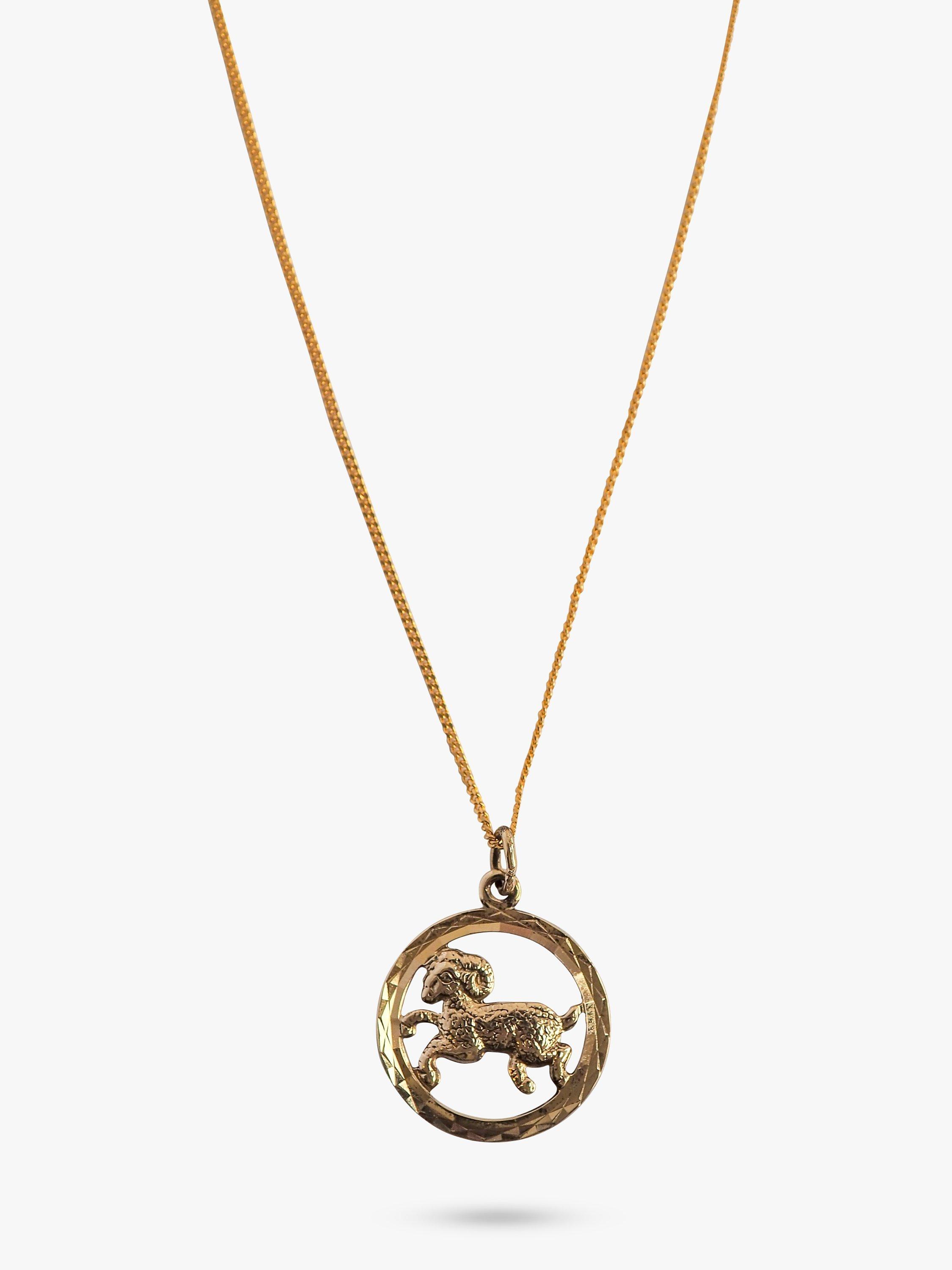 Product image 1 of 1, which shows L & T Heirlooms Pre-Loved 9ct Yellow Gold Aries Pendant Necklace, Dated Circa 1991