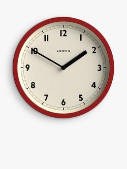 Jones Clocks Twist Round Analogue Wall Clock, 20cm, Red