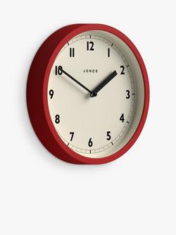 Jones Clocks Twist Round Analogue Wall Clock, 20cm - view 2, Red