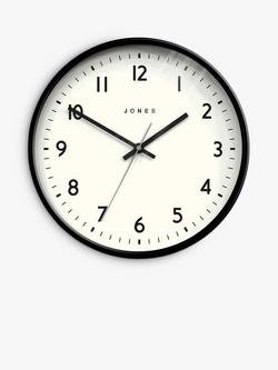 Jones Clocks Jam Analogue Wall Clock, 30cm, Black, Black