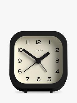 Jones Clocks Bob Analogue Alarm Clock, Black