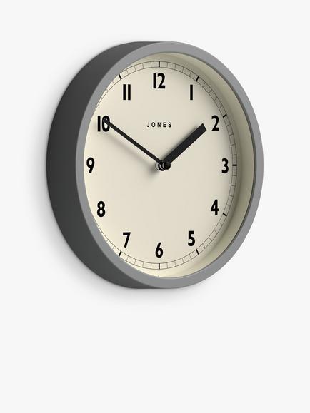 Jones Clocks Twist Round Analogue Wall Clock, 20cm - view 2, Grey
