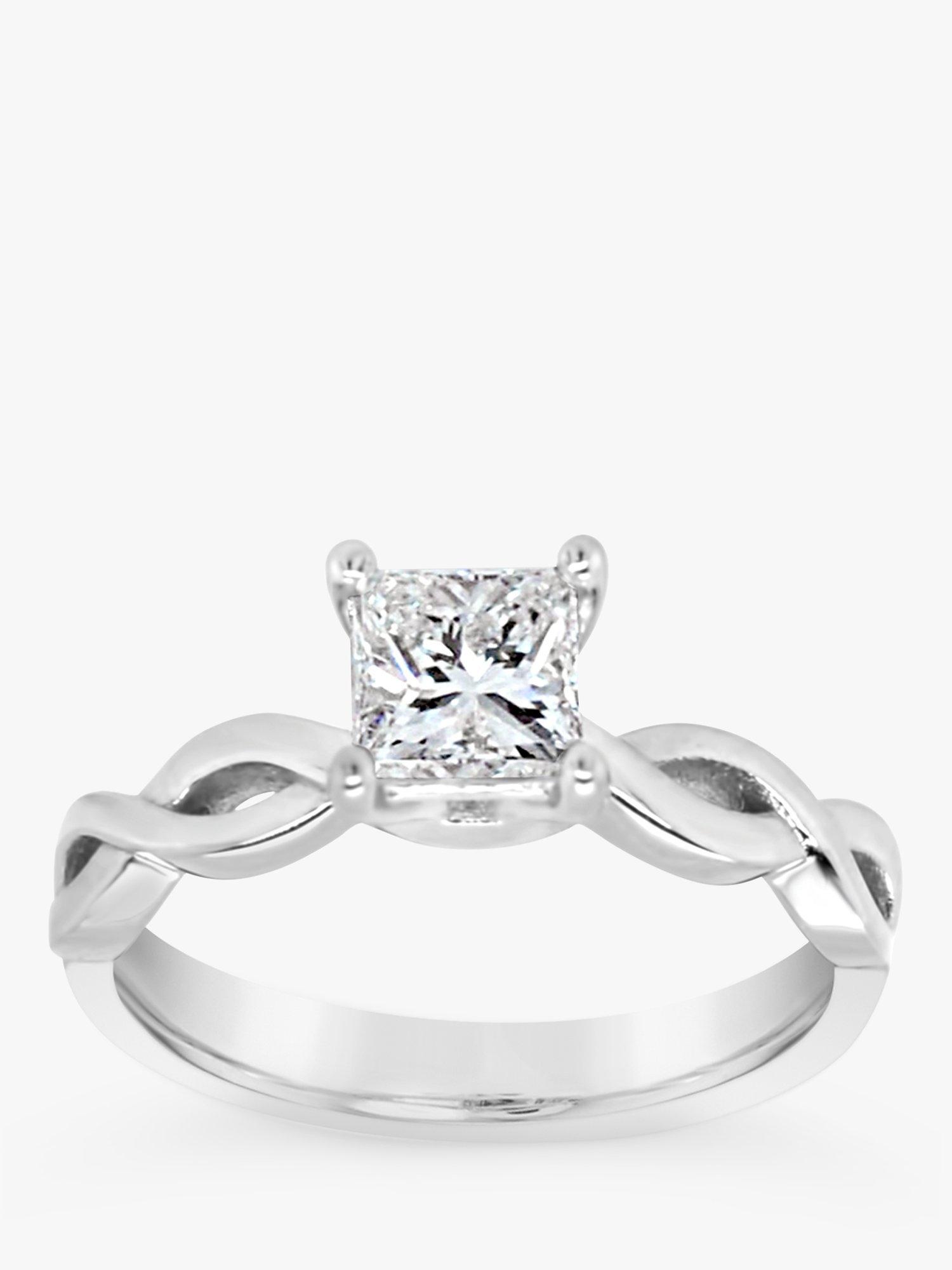 Product image 1 of 6, which shows Milton & Humble Jewellery Pre-Loved Platinum Princess Cut Diamond Twist Ring