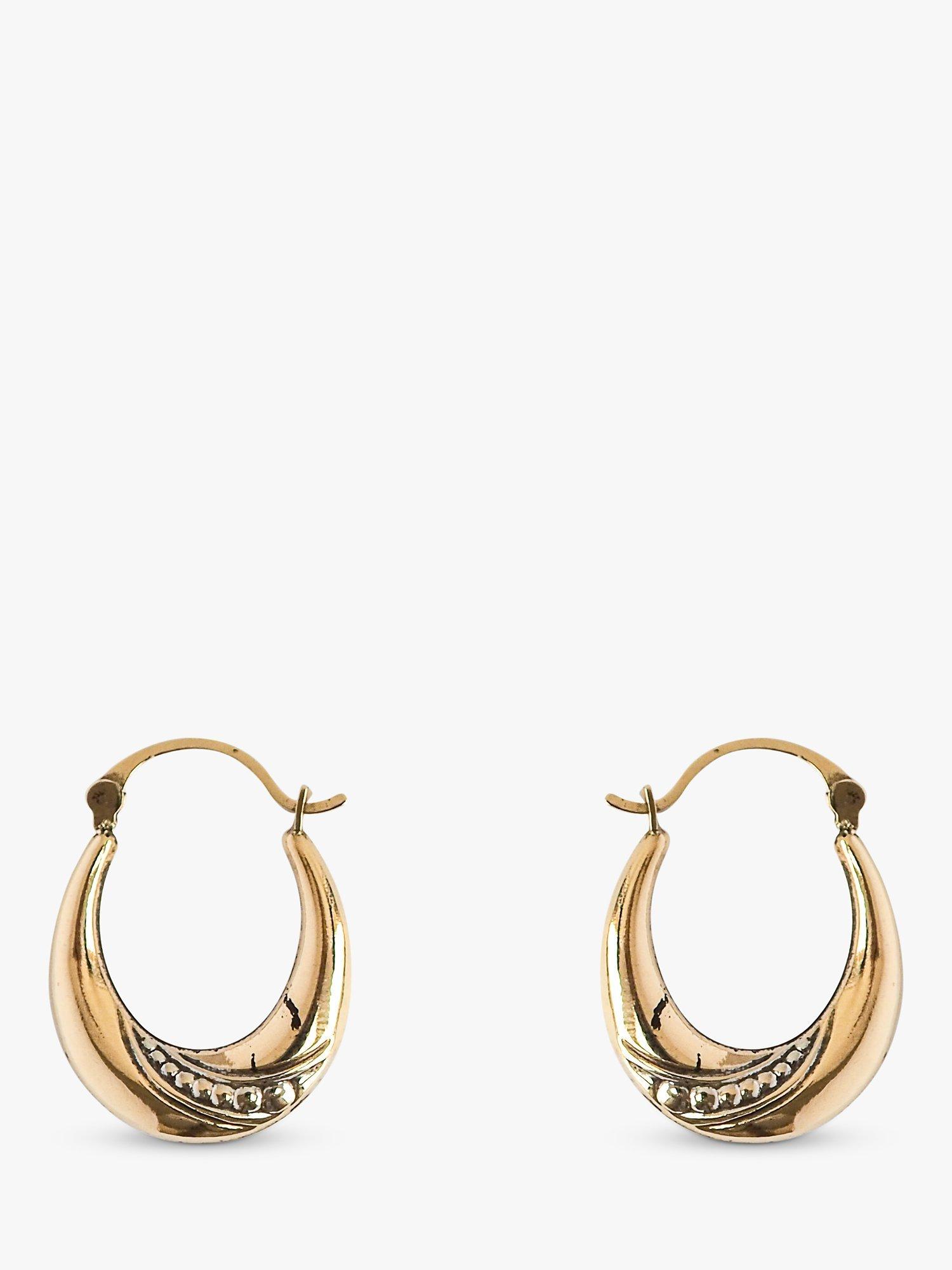 L & T Heirlooms Pre-Loved 9ct Yellow Gold Hinged Creole Earrings