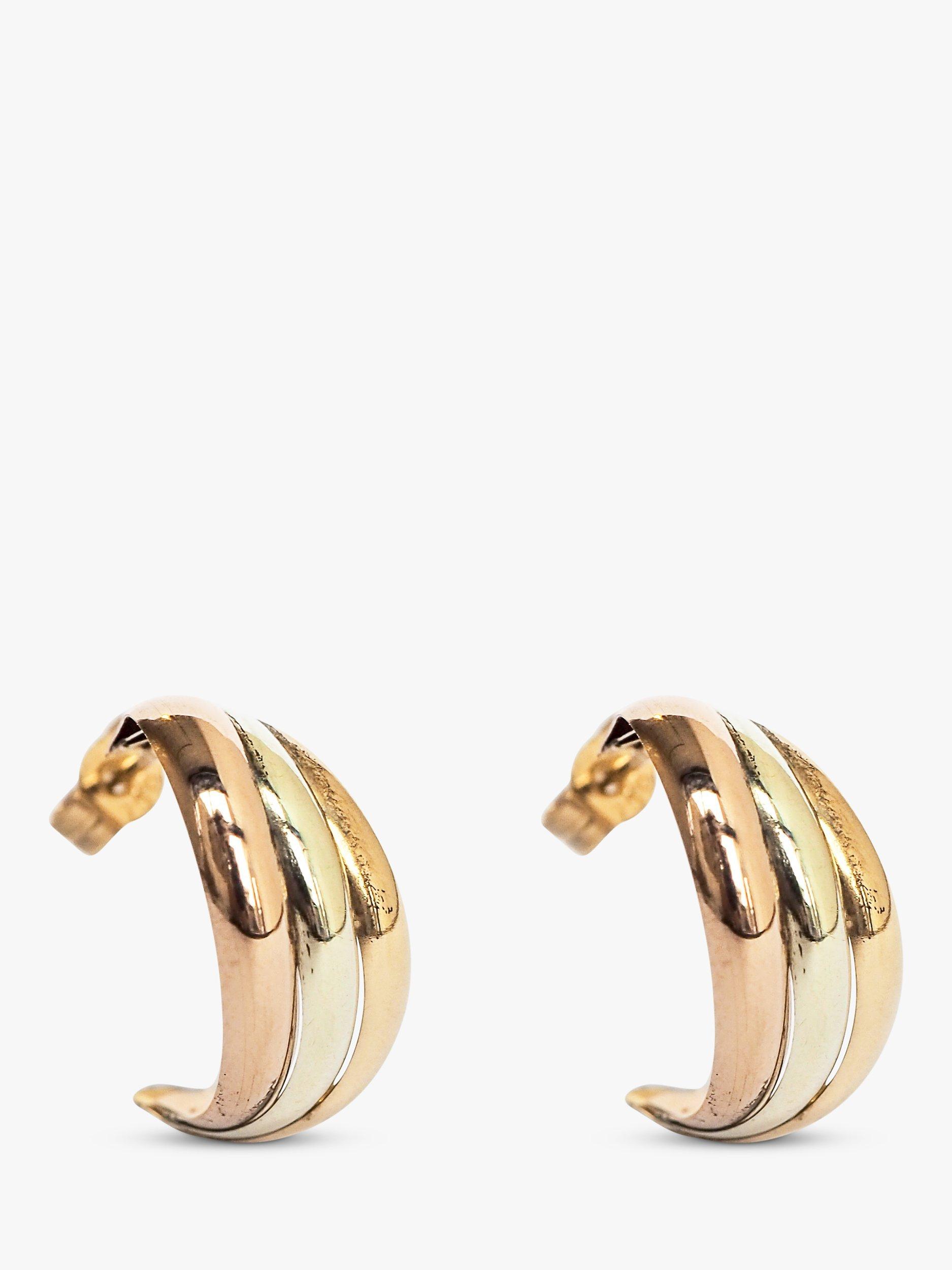 L & T Heirlooms Pre-Loved 9ct Tri-Colour Gold Demi-Hoop Earrings