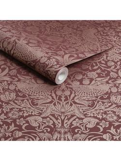 William Morris At Home Strawberry Thief Fibrous Wallpaper - view 2, 124235