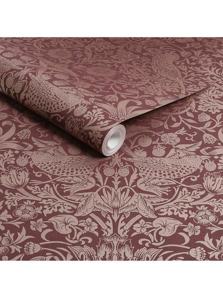 William Morris At Home Strawberry Thief Fibrous Wallpaper - view 2, 124235