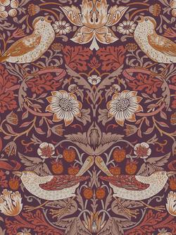 William Morris At Home Strawberry Thief Wallpaper, Plum