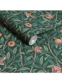 William Morris At Home Bird and Pomegranate Wallpaper - view 2, Deep Green 124260