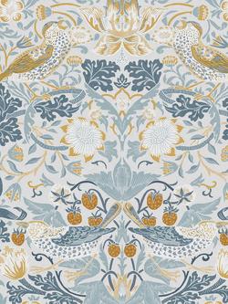 William Morris At Home Strawberry Thief Wallpaper, Soft Blue