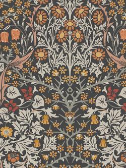 William Morris At Home Blackthorn Wallpaper, Charcoal/Burnt Orange