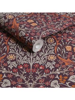 William Morris At Home Blackthorn Wallpaper - view 2, Plum