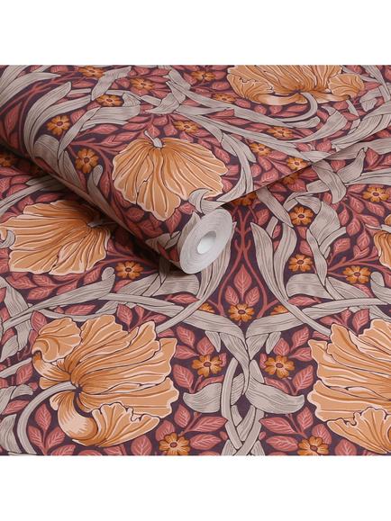 William Morris At Home Pimpernel Wallpaper - view 2, Plum