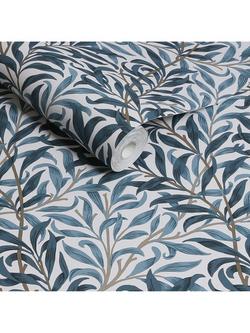 William Morris At Home Willow Bough Wallpaper - view 2, White/Blue