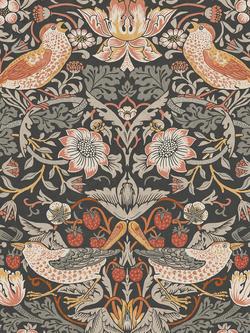 William Morris At Home Strawberry Thief Wallpaper, Charcoal