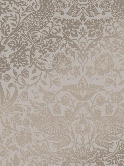 William Morris At Home Strawberry Thief Fibrous Wallpaper, 124238