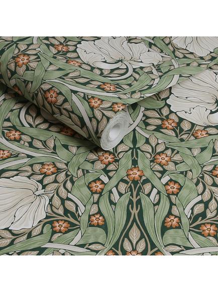 William Morris At Home Pimpernel Wallpaper - view 2, Green