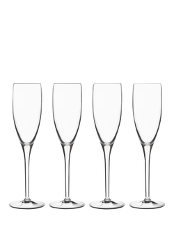 Luigi Bormioli Michelangelo Glass Flute, Set of 4, 200ml, Clear, Clear