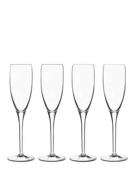Luigi Bormioli Michelangelo Glass Flute, Set of 4, 200ml, Clear, Clear