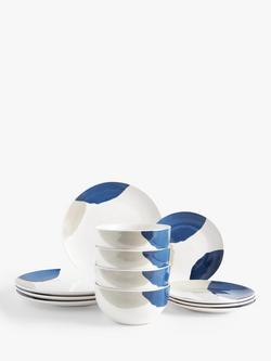 John Lewis Porcelain Dinnerware Set, 12 Piece, Ink, Ink