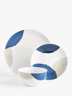John Lewis Porcelain Dinnerware Set, 12 Piece, Ink - view 2, Ink