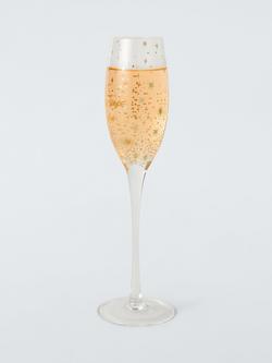John Lewis Stars Metallic Glass Champagne Flute, 200ml, Gold - view 2, Gold